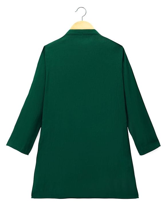 Pine Kids Woven Full Sleeves Kurta Pyjama Set With Embroidered Nehru Jacket - Green