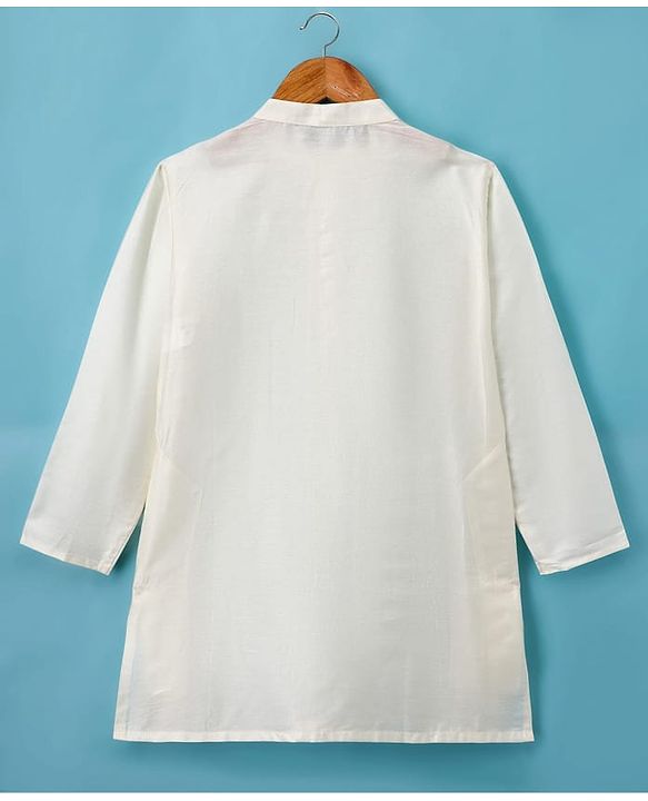 Pine Kids Woven Full Sleeves Kurta Pajama with Jacket Embroidery & Sequin Detailing - Off White & Yellow