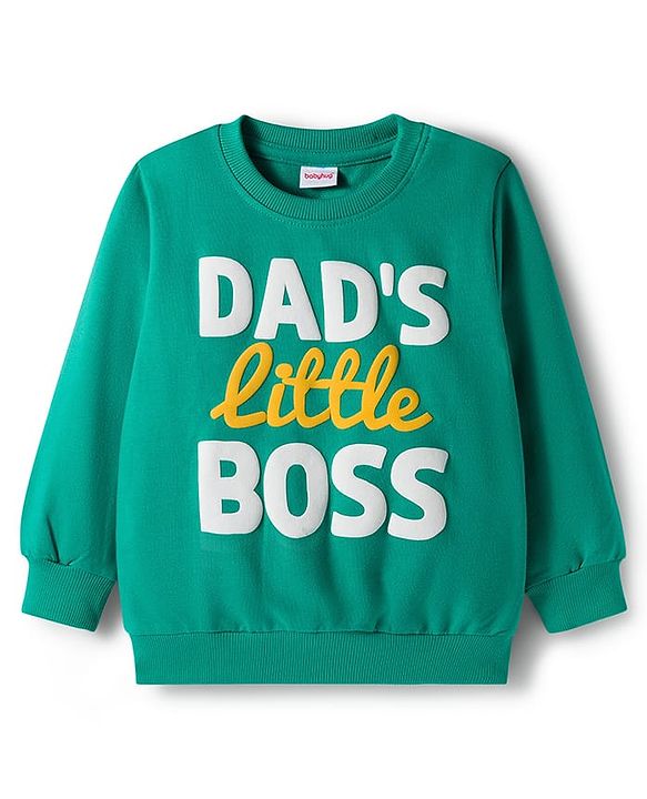 Babyhug Cotton Knit Full Sleeves Sweatshirts With Text Graphics Pack of 2 - Green & Yellow