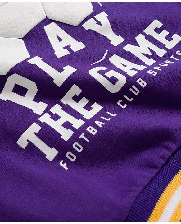 Babyhug Cotton Knit Full Sleeves Sweatshirt with Football Graphic - Purple