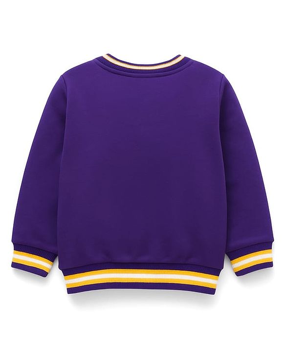 Babyhug Cotton Knit Full Sleeves Sweatshirt with Football Graphic - Purple