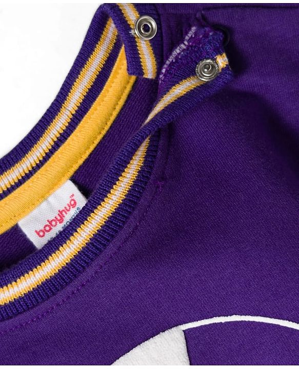Babyhug Cotton Knit Full Sleeves Sweatshirt with Football Graphic - Purple