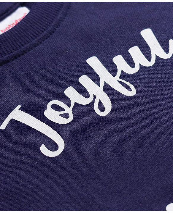 Babyhug Cotton Knit Full Sleeves Sweatshirt With Floral Graphics - Navy Blue