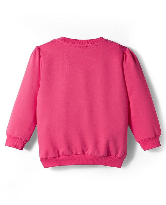 Babyhug Cotton Knit Full Sleeves Sweatshirt With Floral Graphics - Pink