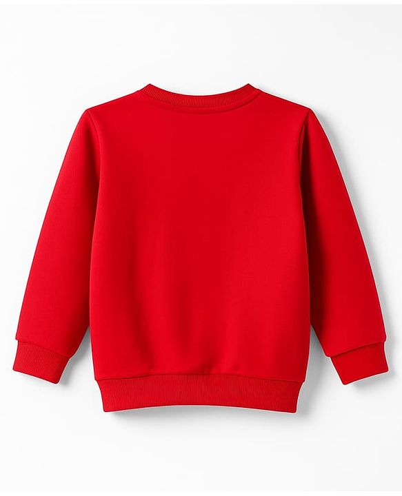 Babyhug Cotton Knit Full Sleeves Sweatshirt With Teddy Bear Patch - Red