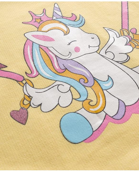 Babyhug Cotton Knit Full Sleeves Sweatshirt with Unicorn Graphics - Yellow