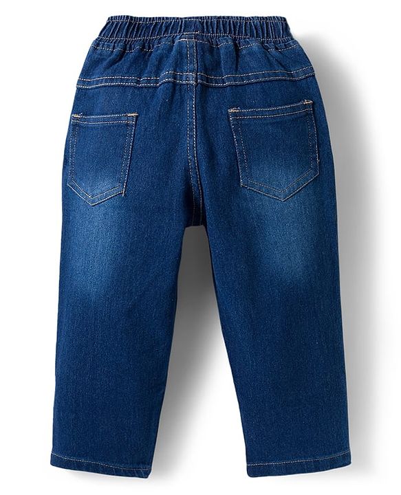 Babyhug Cotton Woven Full Sleeves Solid Color Shirt & Jeans Set - Red & Blue