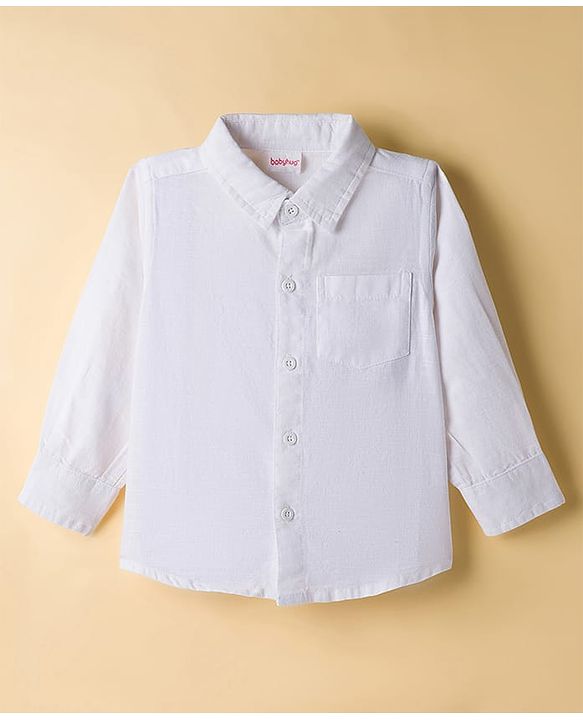 Babyhug Cotton Woven Full Sleeves Solid Shirt and Denim Jeans Set - White