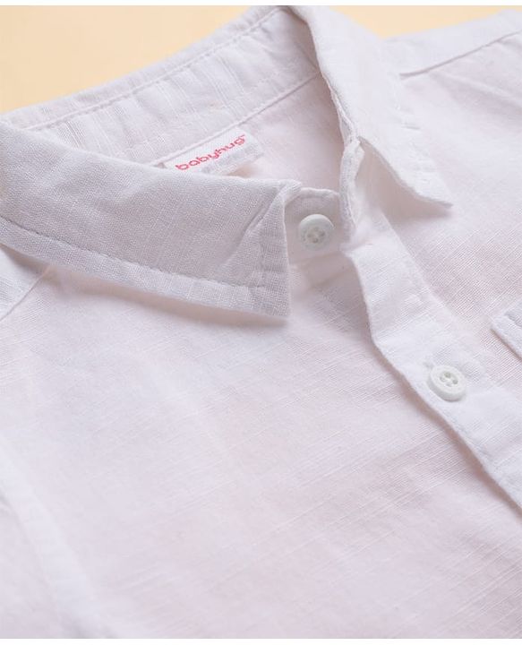 Babyhug Cotton Woven Full Sleeves Solid Shirt and Denim Jeans Set - White