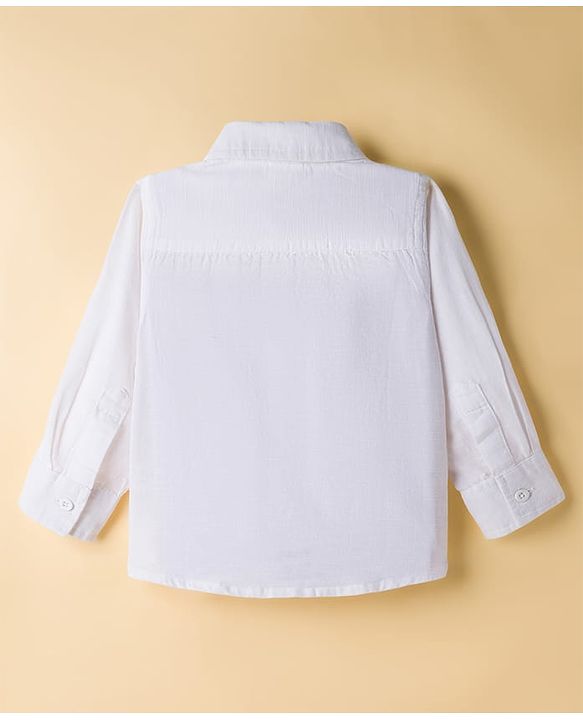 Babyhug Cotton Woven Full Sleeves Solid Shirt and Denim Jeans Set - White