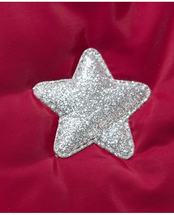 Babyhug Woven Full Sleeves Hooded Coat with Glittery Star Print - Maroon