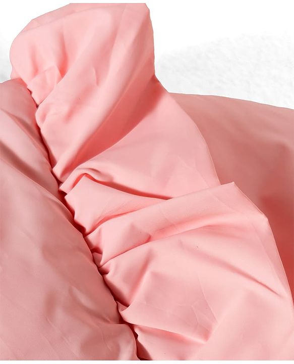 Babyhug Woven Full Sleeves Hooded Jacket with Frill Detailing Cinched Waist & Kitty Applique - Pink