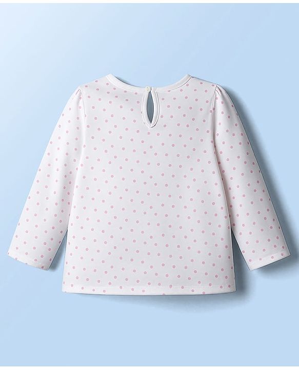Babyhug Cotton Woven Full Sleeves Frock With Polka Dot Printed Inner Tee & Sling Bag - Lavender