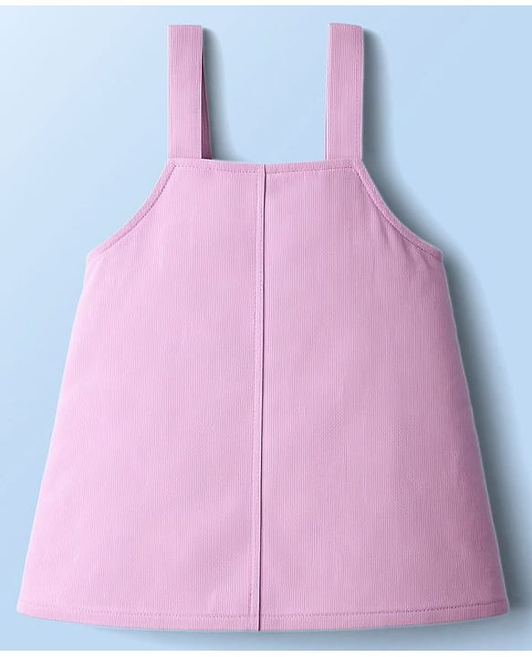 Babyhug Cotton Woven Full Sleeves Frock With Polka Dot Printed Inner Tee & Sling Bag - Lavender