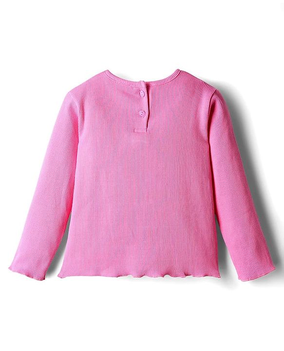 Babyhug Cotton Woven Floral Embroidered Frock With Full Sleeves Inner Tee & Belt  - Pink & Blue