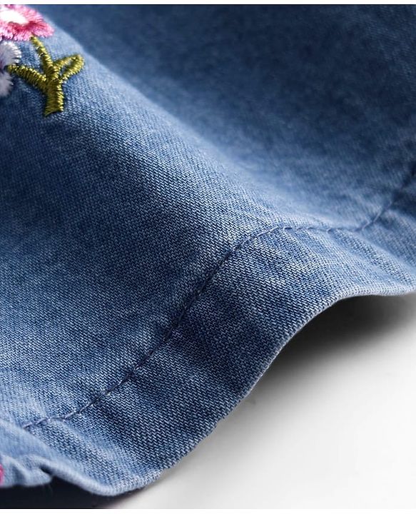 Babyhug Cotton Woven Floral Embroidered Frock With Full Sleeves Inner Tee & Belt  - Pink & Blue