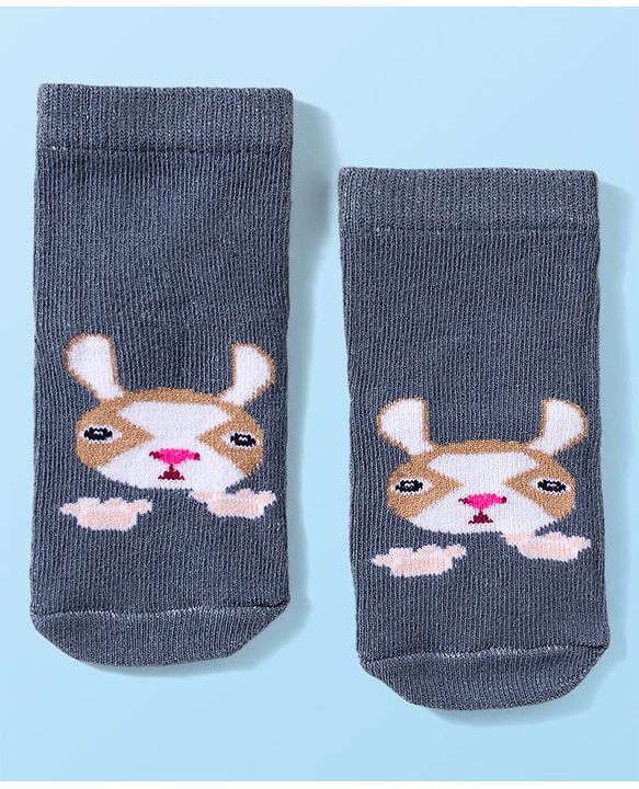 Cute Walk by Babyhug Knit Anti Bacterial Ankle Length Socks With Animal Design Pack of 3 - Multicolor
