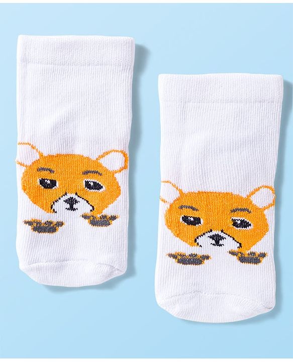 Cute Walk by Babyhug Knit Anti Bacterial Ankle Length Socks With Animal Design Pack of 3 - Multicolor