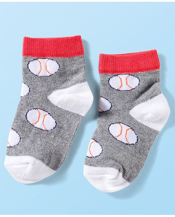 Cute Walk by Babyhug Knit Anti Bacterial Ankle Length Socks With Sports Design Pack of 3 - Multicolor