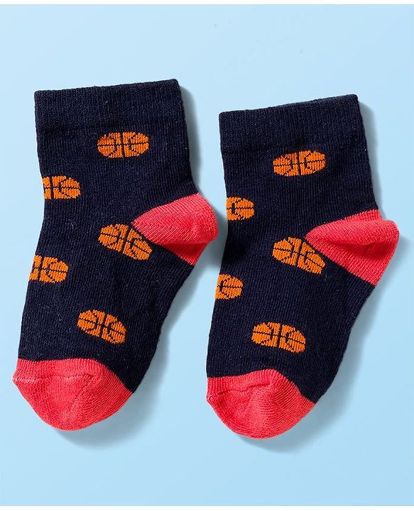 Cute Walk by Babyhug Knit Anti Bacterial Ankle Length Socks With Sports Design Pack of 3 - Multicolor