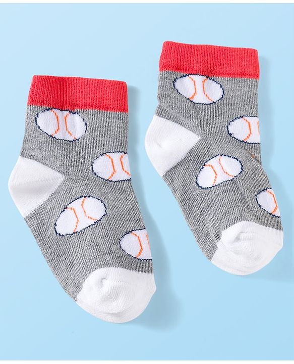 Cute Walk by Babyhug Knit Anti Bacterial Ankle Length Socks With Sports Design Pack of 3 - Multicolor