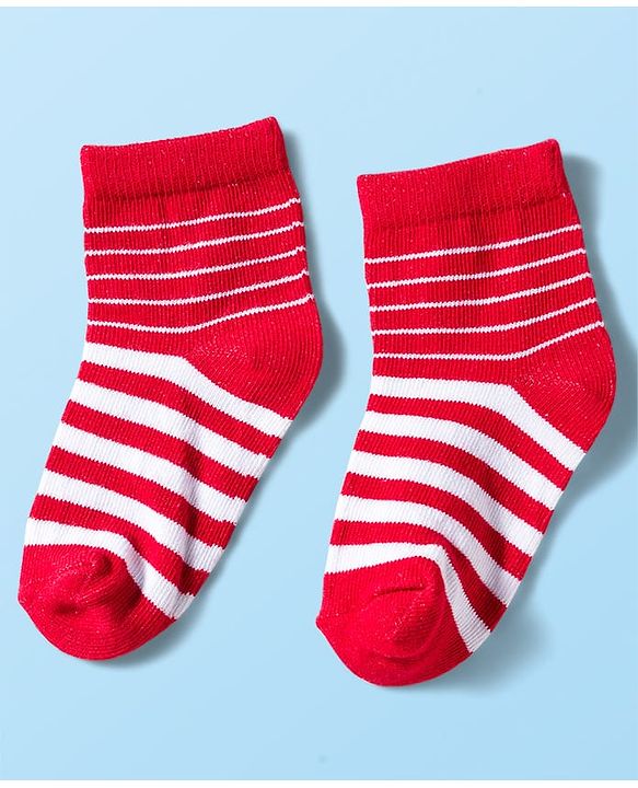 Cute Walk by Babyhug Knit Anti Bacterial Ankle Length Socks With Stripes & Star Design Pack of 3 - Multicolor