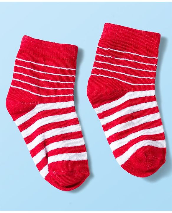 Cute Walk by Babyhug Knit Anti Bacterial Ankle Length Socks With Stripes & Star Design Pack of 3 - Multicolor