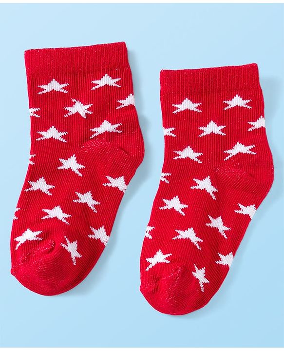 Cute Walk by Babyhug Knit Anti Bacterial Ankle Length Socks With Stripes & Star Design Pack of 3 - Multicolor