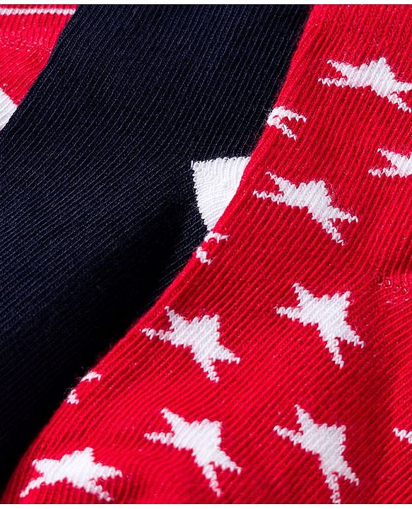 Cute Walk by Babyhug Knit Anti Bacterial Ankle Length Socks With Stripes & Star Design Pack of 3 - Multicolor