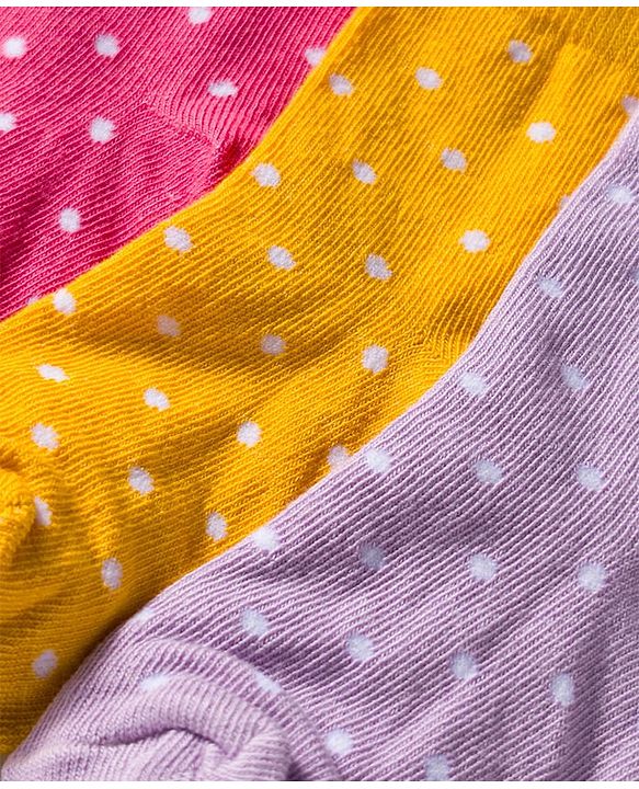 Cute Walk by Babyhug Knit Anti Bacterial Ankle Length Socks With Polka Dot Design Pack of 3 - Multicolor