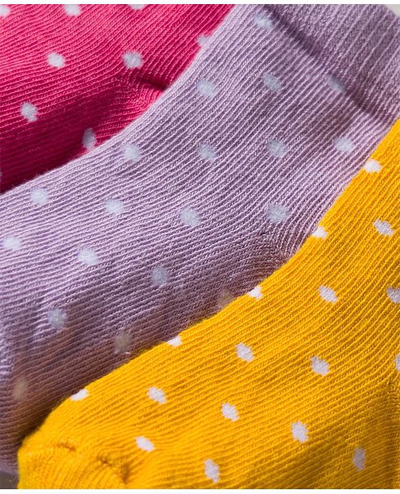 Cute Walk by Babyhug Knit Anti Bacterial Ankle Length Socks With Polka Dot Design Pack of 3 - Multicolor