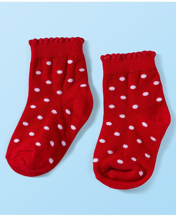 Cute Walk by Babyhug Knit Anti Bacterial Ankle Length Socks With Polka Dot & Strawberry Design Pack of 3 - Multicolor