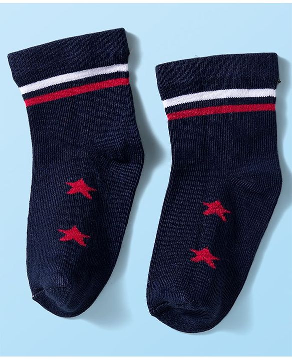 Cute Walk by Babyhug Knit Anti Bacterial Ankle Length Socks With Stripes & Star Design Pack of 5 - Multicolor