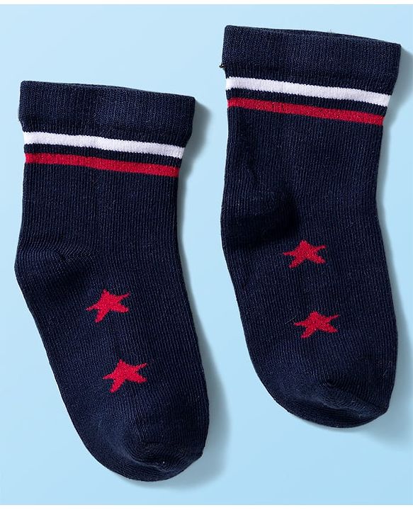 Cute Walk by Babyhug Knit Anti Bacterial Ankle Length Socks With Stripes & Star Design Pack of 5 - Multicolor