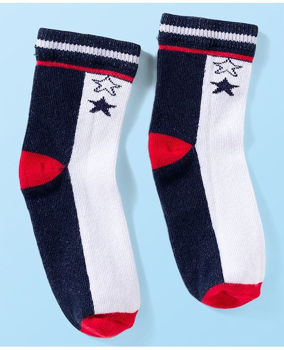 Cute Walk by Babyhug Knit Anti Bacterial Ankle Length Socks With Stripes & Star Design Pack of 5 - Multicolor
