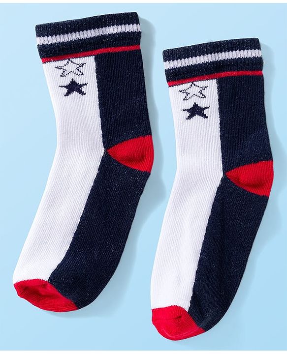 Cute Walk by Babyhug Knit Anti Bacterial Ankle Length Socks With Stripes & Star Design Pack of 5 - Multicolor