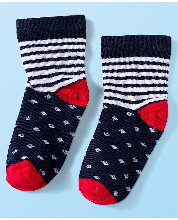 Cute Walk by Babyhug Knit Anti Bacterial Ankle Length Socks With Stripes & Star Design Pack of 5 - Multicolor