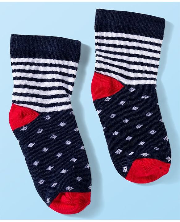 Cute Walk by Babyhug Knit Anti Bacterial Ankle Length Socks With Stripes & Star Design Pack of 5 - Multicolor