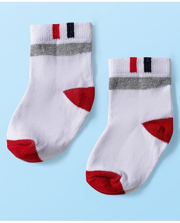 Cute Walk by Babyhug Knitted Ankle Length Anti-bacterial Sock with Stripes Print Pack of 5 - Blue & White