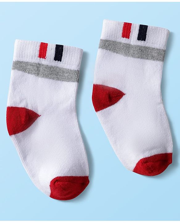Cute Walk by Babyhug Knitted Ankle Length Anti-bacterial Sock with Stripes Print Pack of 5 - Blue & White