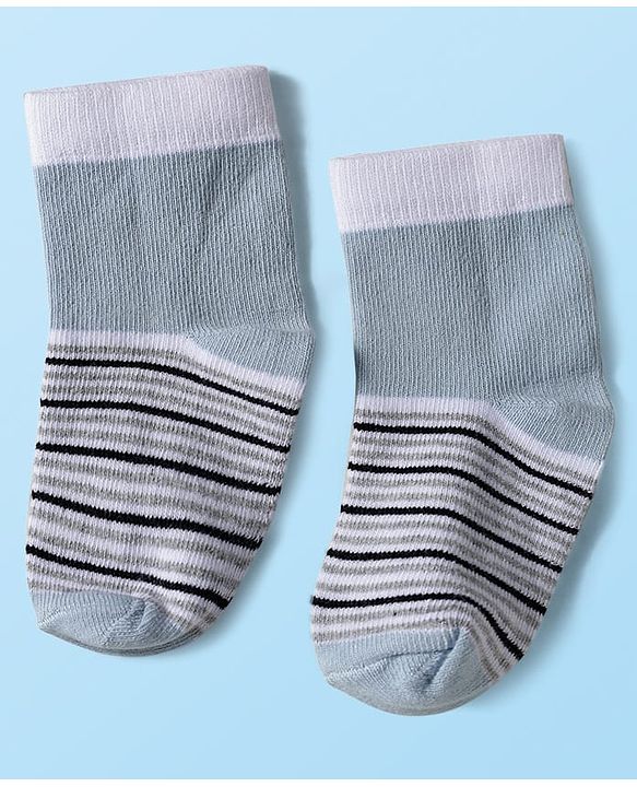 Cute Walk by Babyhug Knitted Ankle Length Anti-bacterial Sock with Stripes Print Pack of 5 - Blue & White