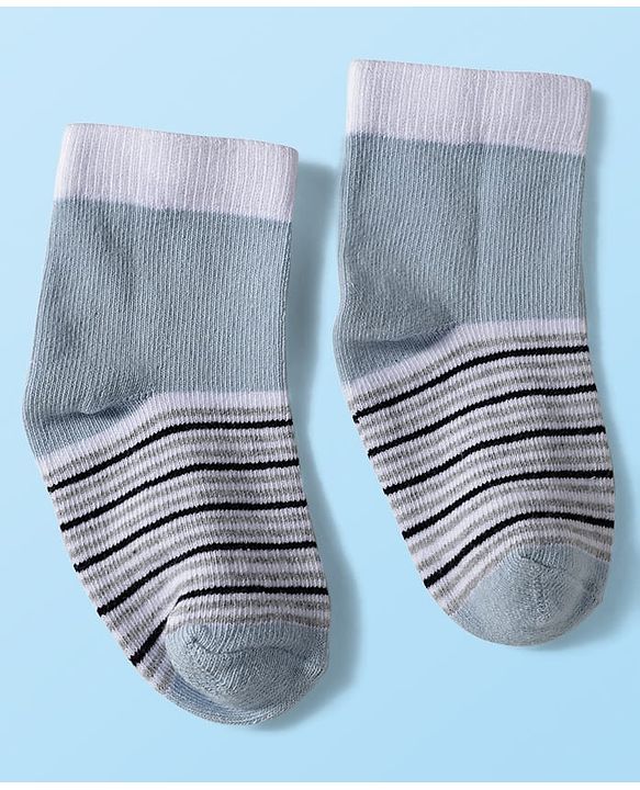 Cute Walk by Babyhug Knitted Ankle Length Anti-bacterial Sock with Stripes Print Pack of 5 - Blue & White