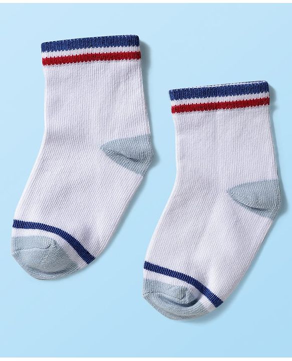 Cute Walk by Babyhug Knitted Ankle Length Anti-bacterial Sock with Stripes Print Pack of 5 - Blue & White