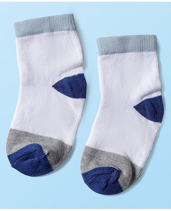 Cute Walk by Babyhug Knitted Ankle Length Anti-bacterial Sock with Stripes Print Pack of 5 - Blue & White