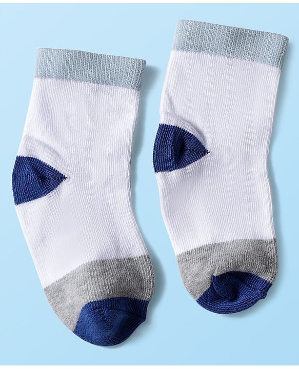 Cute Walk by Babyhug Knitted Ankle Length Anti-bacterial Sock with Stripes Print Pack of 5 - Blue & White