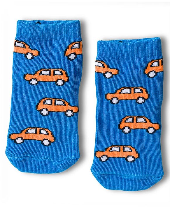 Cute Walk by Babyhug Knit Anti Bacterial Ankle Length Socks With Vehicle Design Pack of 3 - Multicolor