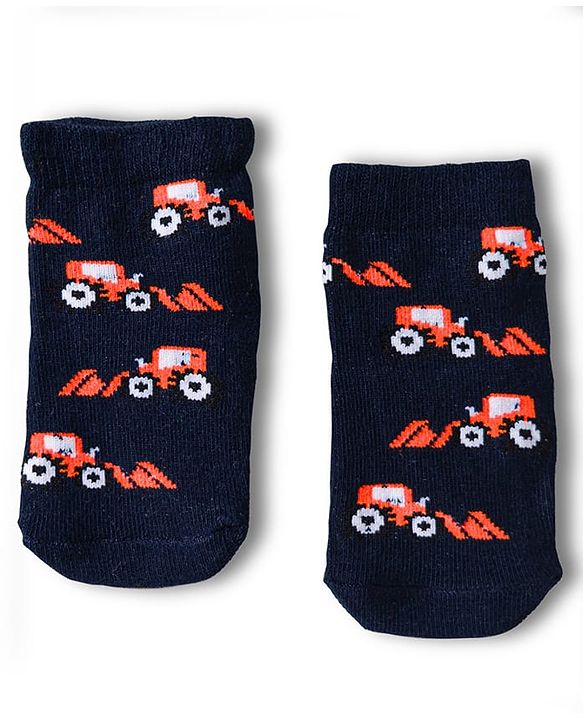 Cute Walk by Babyhug Knit Anti Bacterial Ankle Length Socks With Vehicle Design Pack of 3 - Multicolor