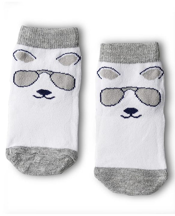 Cute Walk by Babyhug Knit Anti Bacterial Ankle Length Socks With Animal Design Pack of 3 - Multicolor