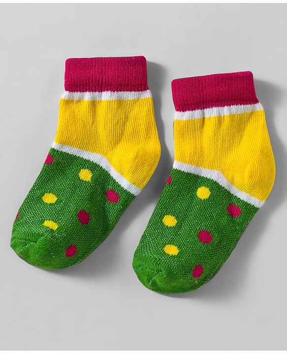 Cute Walk by Babyhug Knit Anti Bacterial Ankle Length Designed Socks Pack of 5 - Multicolor