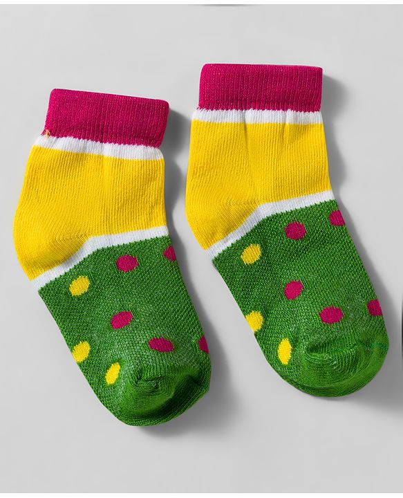 Cute Walk by Babyhug Knit Anti Bacterial Ankle Length Designed Socks Pack of 5 - Multicolor